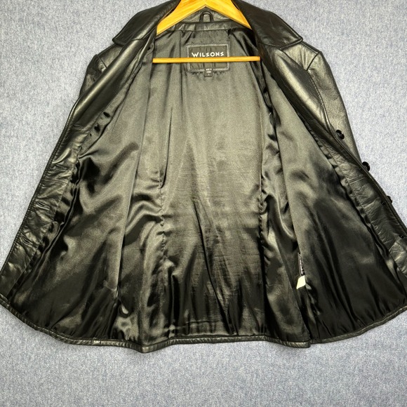 Wilsons Leather Experts Blazer Moto Jacket Women's L Black Button Front EUC - Picture 3 of 6